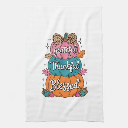 Dankbar Dankbar gesegnet Pumpkin Kitchen | Fall A Geschirrtuch (Vertikal)