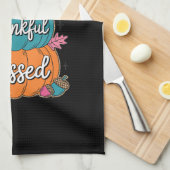 Dankbar Dankbar gesegnet Pumpkin Kitchen | Fall A Geschirrtuch (Viertel Falte)