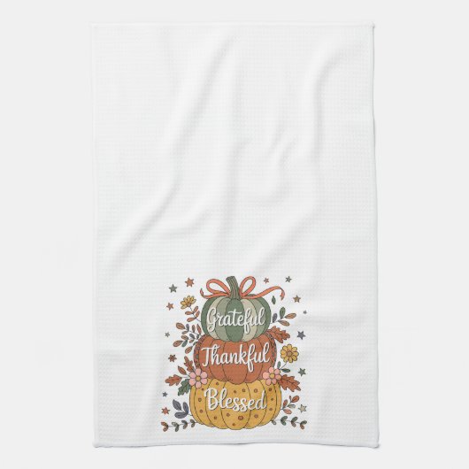 Dankbar Dankbar gesegnet Pumpkin Kitchen | Fall A Geschirrtuch (Vertikal)