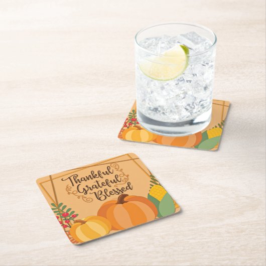 Dankbar, dankbar, gesegnet rechteckiger pappuntersetzer (Vor Ort)