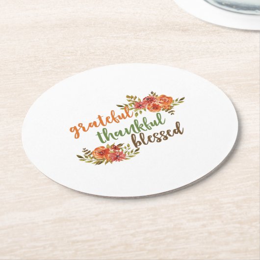 Dankbar, dankbar, gesegnet runder pappuntersetzer (Angewinkelt)