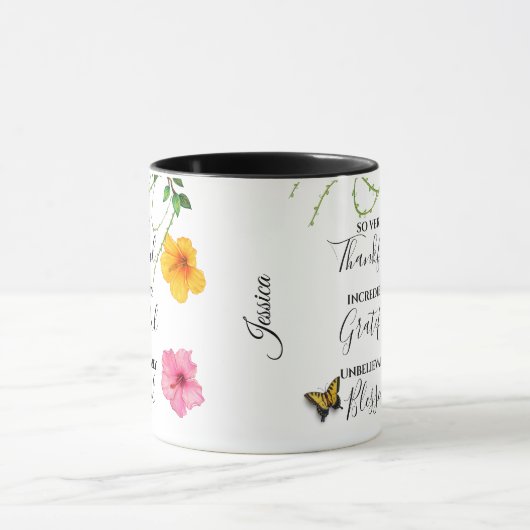 Dankbar, dankbar, gesegnet Script Nature Tasse (Zentrum)