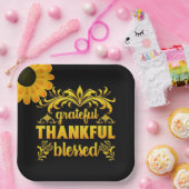 Dankbar, dankbar, gesegnet Sonnenblume Pappteller (Party)