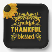 Dankbar, dankbar, gesegnet Sonnenblume Pappteller (Vorderseite)