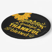 Dankbar, dankbar, gesegnet Sonnenblume Pappteller (Schrägansicht)