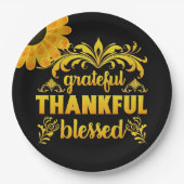 Dankbar, dankbar, gesegnet Sonnenblume Pappteller (Vorderseite)
