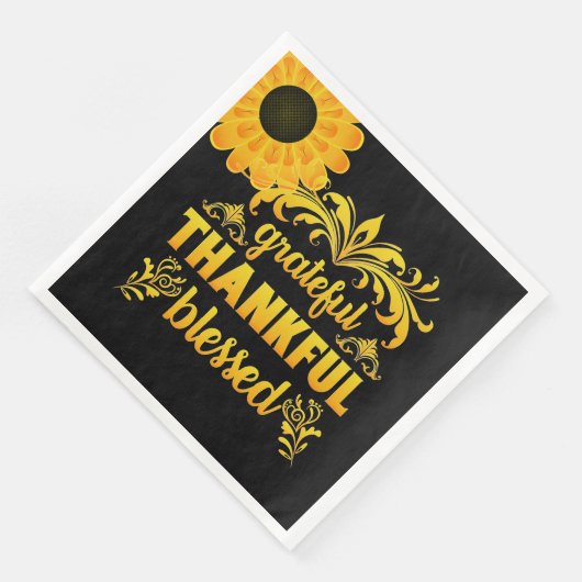 Dankbar, dankbar, gesegnet Sonnenblume Serviette (Ecke)