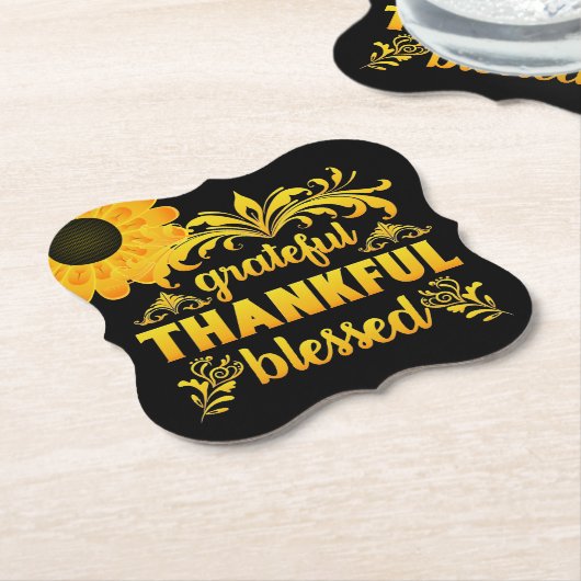 Dankbar, dankbar, gesegnet Sonnenblume Untersetzer (angewinkelt)