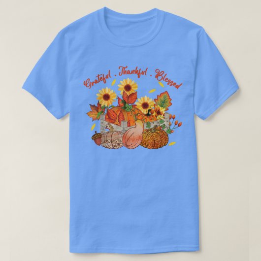 Dankbar dankbar gesegnet Sonnenblumen Herbst De De T-Shirt (Design vorne)