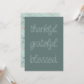 "Dankbar, dankbar, gesegnet" türkisblau Karte (Vorderseite/Rückseite Beispiel)