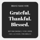 Dankbar Dankbar gesegnete Kerze Minimalistischen F Quadratischer Aufkleber (Vorderseite)