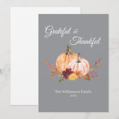 Dankbar & Dankbar Persönliches Erntedankfest Feiertagskarte (Vorne/Hinten)