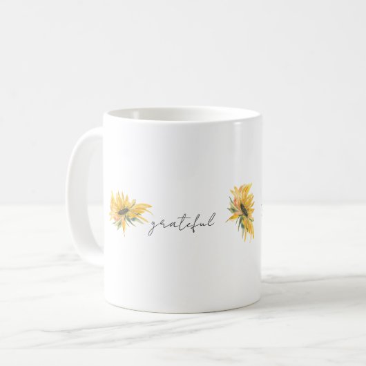 Dankbar dankbar Sonnenblume Kaffeetasse (Vorderseite Links)