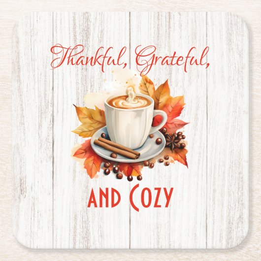 Dankbar, dankbar und gemütlich - Erntedank Rechteckiger Pappuntersetzer (Vorderseite)