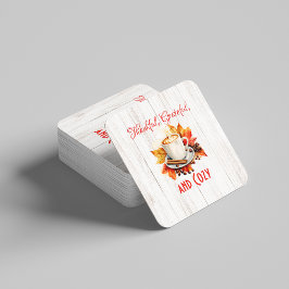 Dankbar, dankbar und gemütlich - Erntedank Rechteckiger Pappuntersetzer