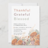 Dankbar Dankbarkeit gesegnete Erntedank Party Einladung (Vorderseite)