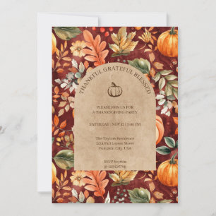 Dankbar Dankbarkeit gesegnete Erntedank Party Einladung