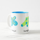 Dankbar, dass ich gesegnet bin - Blue Green Tasse (Vorderseite Links)