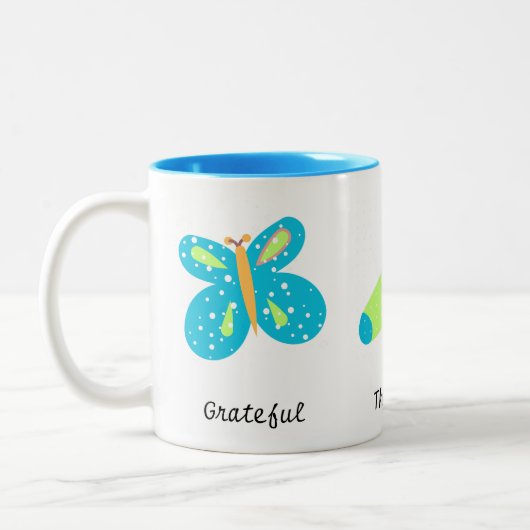 Dankbar, dass ich gesegnet bin - Blue Green Tasse (Links)