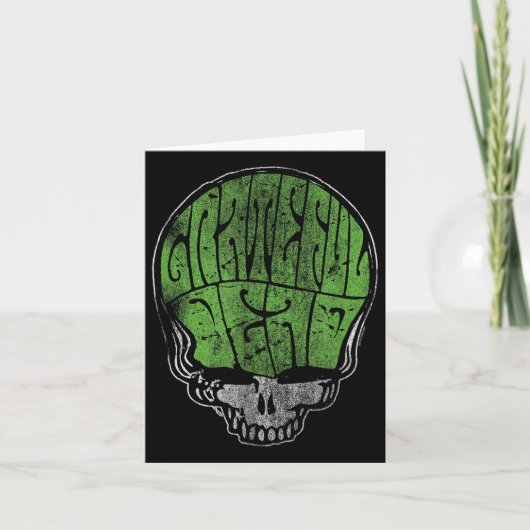 Dankbar Dead Psychedelic Green Stealie Skull Vint Karte (Vorderseite)