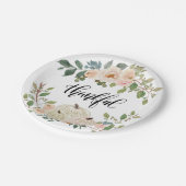 Dankbar Elegant Elfenbeinrosa Blume & Pumpkins Pappteller (Schrägansicht)