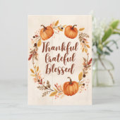 Dankbar Ergeben Gesegnet Herbst Einladung (Stehend Vorderseite)