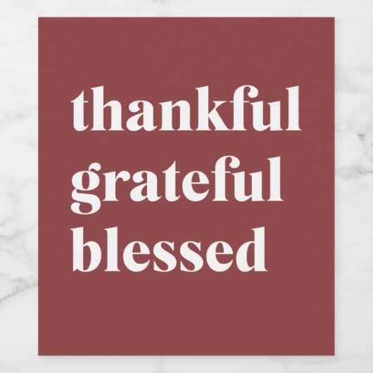 Dankbar Ergeben Gesegnet Weinetikett (Einzelnes Label)