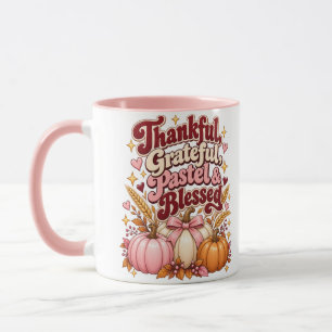 Dankbar Ergeben Pastell und Gesegnetes Erntedankfe Tasse