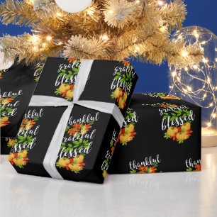 DANKBAR ERKENNTLICH GESSEGNET ERNTEDANKFEST GESCHENKPAPIER