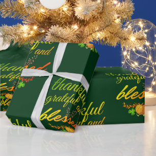 DANKBAR ERKENNTLICH GESSEGNET ERNTEDANKFEST GESCHENKPAPIER