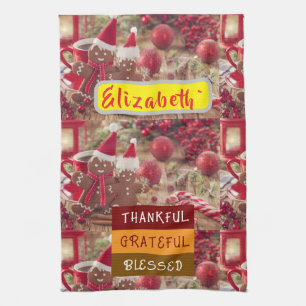 "Dankbar & Funkelnd: Persönliche Weihnachtsfreude  Geschirrtuch