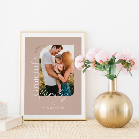 Dankbar für das familienmoderne geometrische Foto  Poster