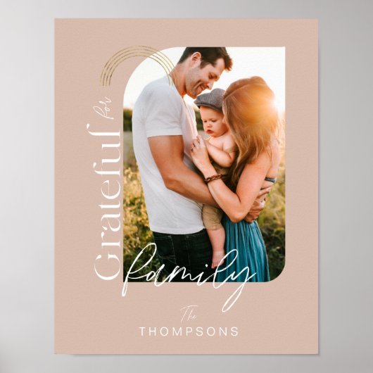 Dankbar für das familienmoderne geometrische Foto  Poster (Vorne)