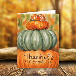 Dankbar für Dich Herbst-Kürbis-Stapel Thanksgiving Karte