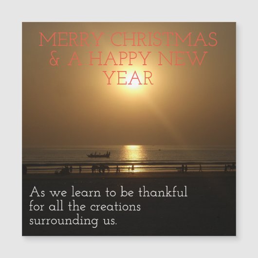 Dankbar für frohe Weihnachten das glückliche neue  Magnetkarte (Vorderseite)