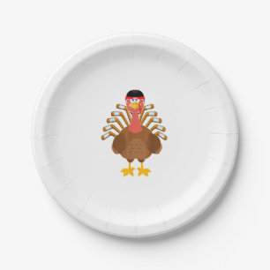 dankbar für Hockey-Erntedank Funny Turkey Ice Pappteller