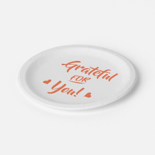 Dankbar für Ihren Erntedank Orange Text zitieren Pappteller (Schrägansicht)
