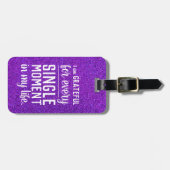 Dankbar für jeden Augenblick - kühne Lila Glitzer Gepäckanhänger (Vorderseite horizontal)