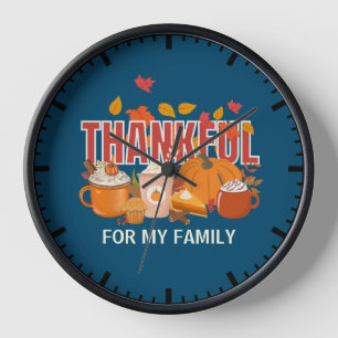 DANKBAR FÜR MEINE FAMILIE Kürbis Thanksgiving Uhr