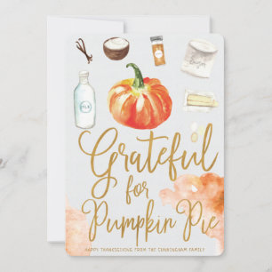 Dankbar für Pumpkin Pie Moderne Wasserfarbe Feiertagskarte