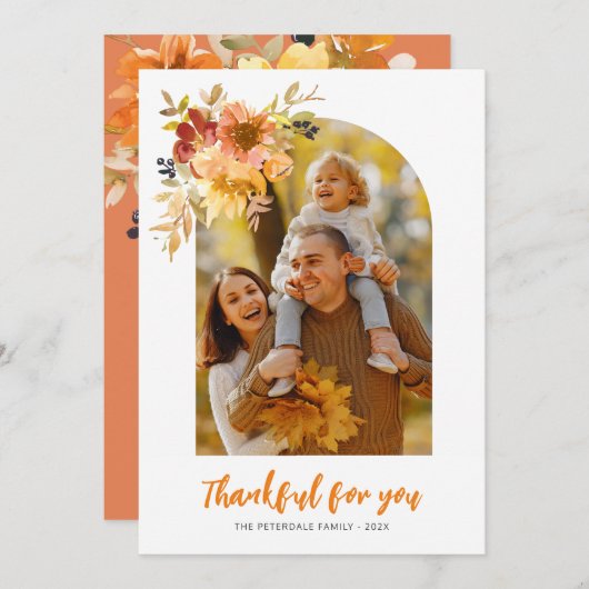 Dankbar für Sie, Erntedank Foto Grußkarte Dankeskarte (Vorne/Hinten)