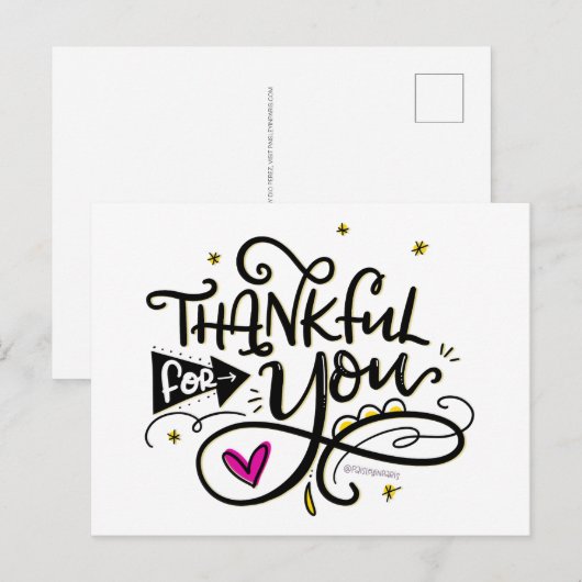 Dankbar für Sie, handschriftlich Postkarte (Vorne/Hinten)