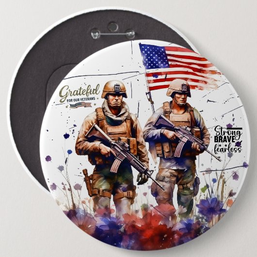 Dankbar für unsere Veteranen Button (Vorne & Hinten)