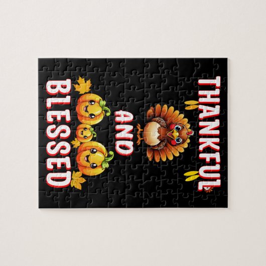 Dankbar Gesegnet 23 US Maple November Erntedank Puzzle (Horizontal)