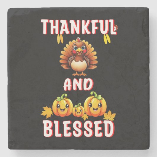 Dankbar Gesegnet 23 US Maple November Erntedank Steinuntersetzer (Vorderseite)