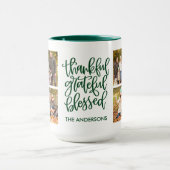 Dankbar, gesegnet 4 Foto Name Grün Tasse (Zentrum)
