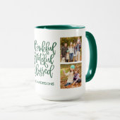 Dankbar, gesegnet 4 Foto Name Grün Tasse (VorderseiteRechts)