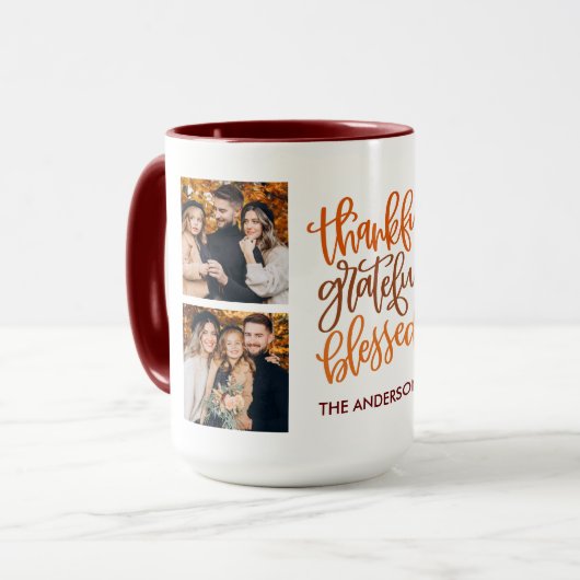 Dankbar gesegnet 4 Foto Name Kaffee Tasse (Vorderseite Links)