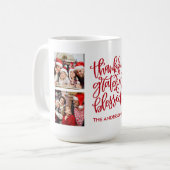 Dankbar, gesegnet 4 Foto Name Red Kaffeetasse (Vorderseite Links)