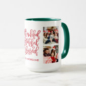 Dankbar gesegnet 4 Foto Rot Grün Tasse (VorderseiteRechts)